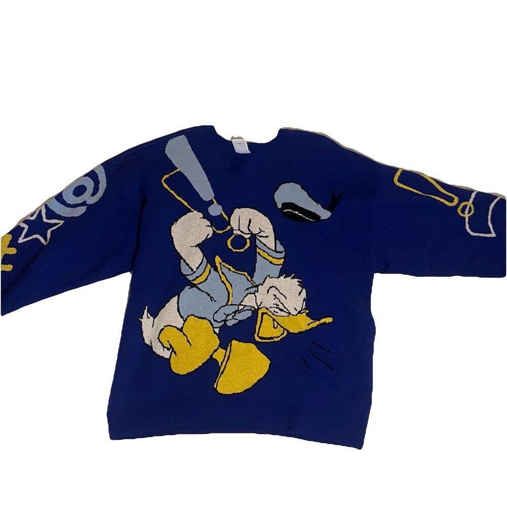 Disney Parks Angry Donald Duck Blue Sweater Long Sleeve Women's Size 2XL